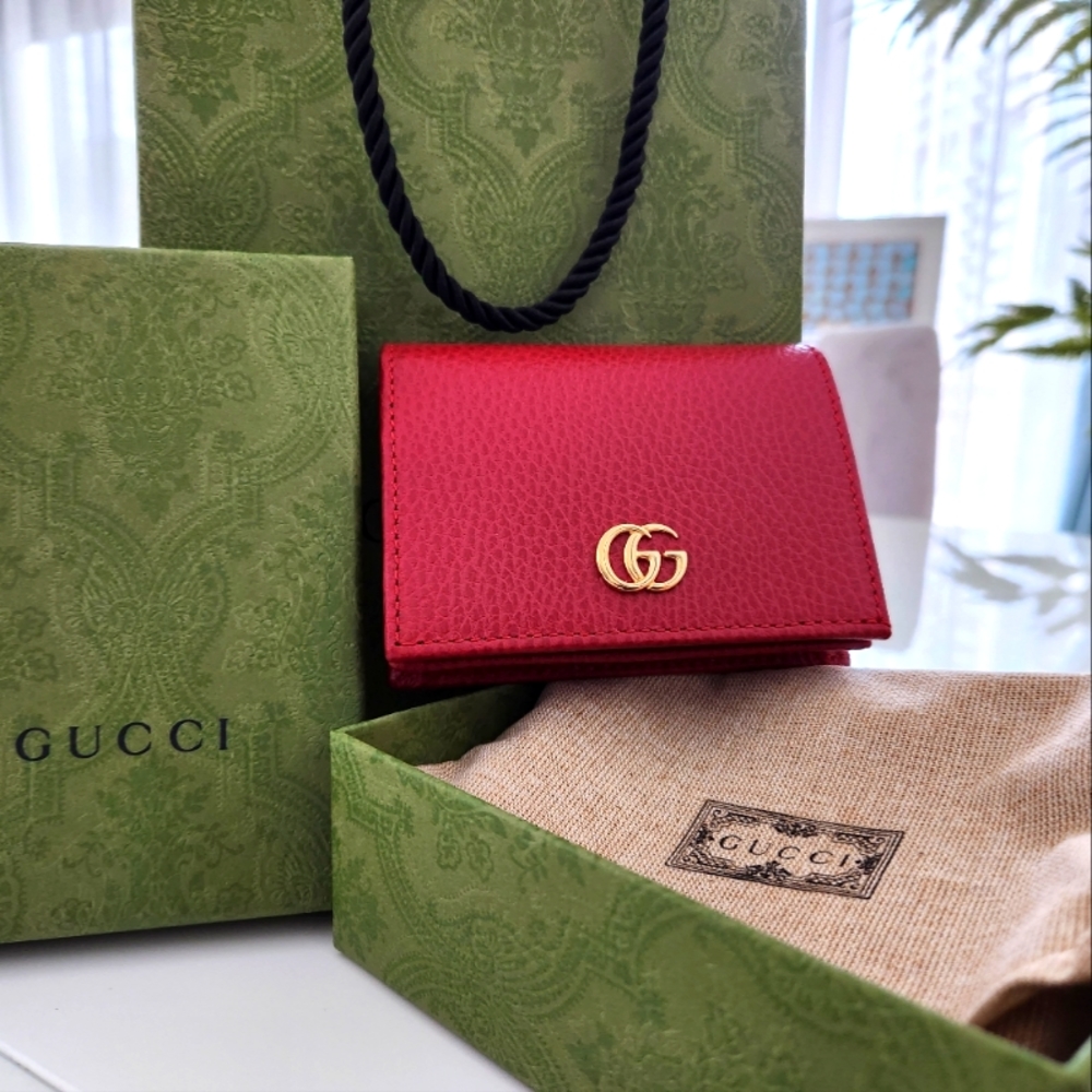 Red Gucci Wallet GG Marmont NEW